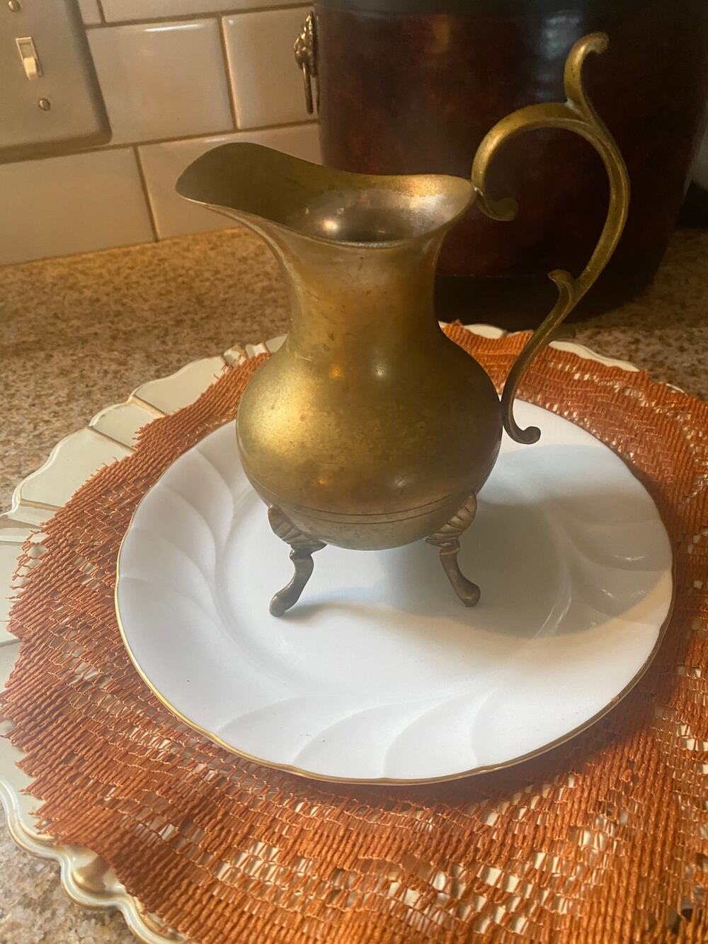Vintage Solid Brass footed Pitcher